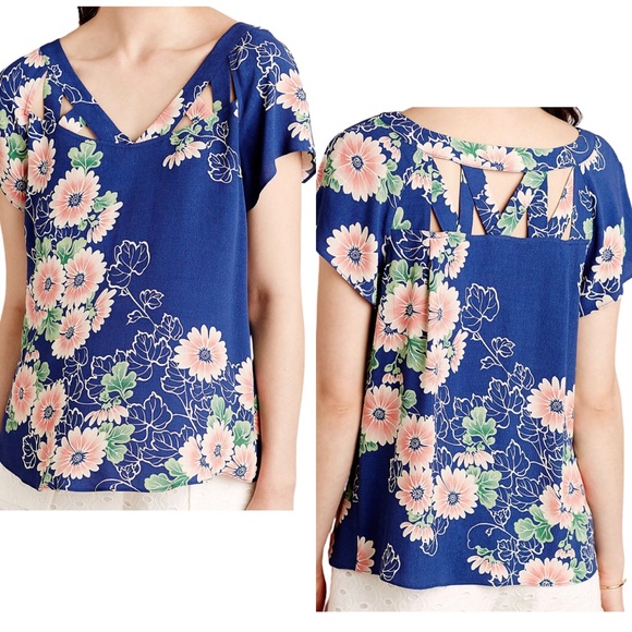 Anthropologie Tops - Anthropologie-Maeve Tri-Cut Floral Blouse